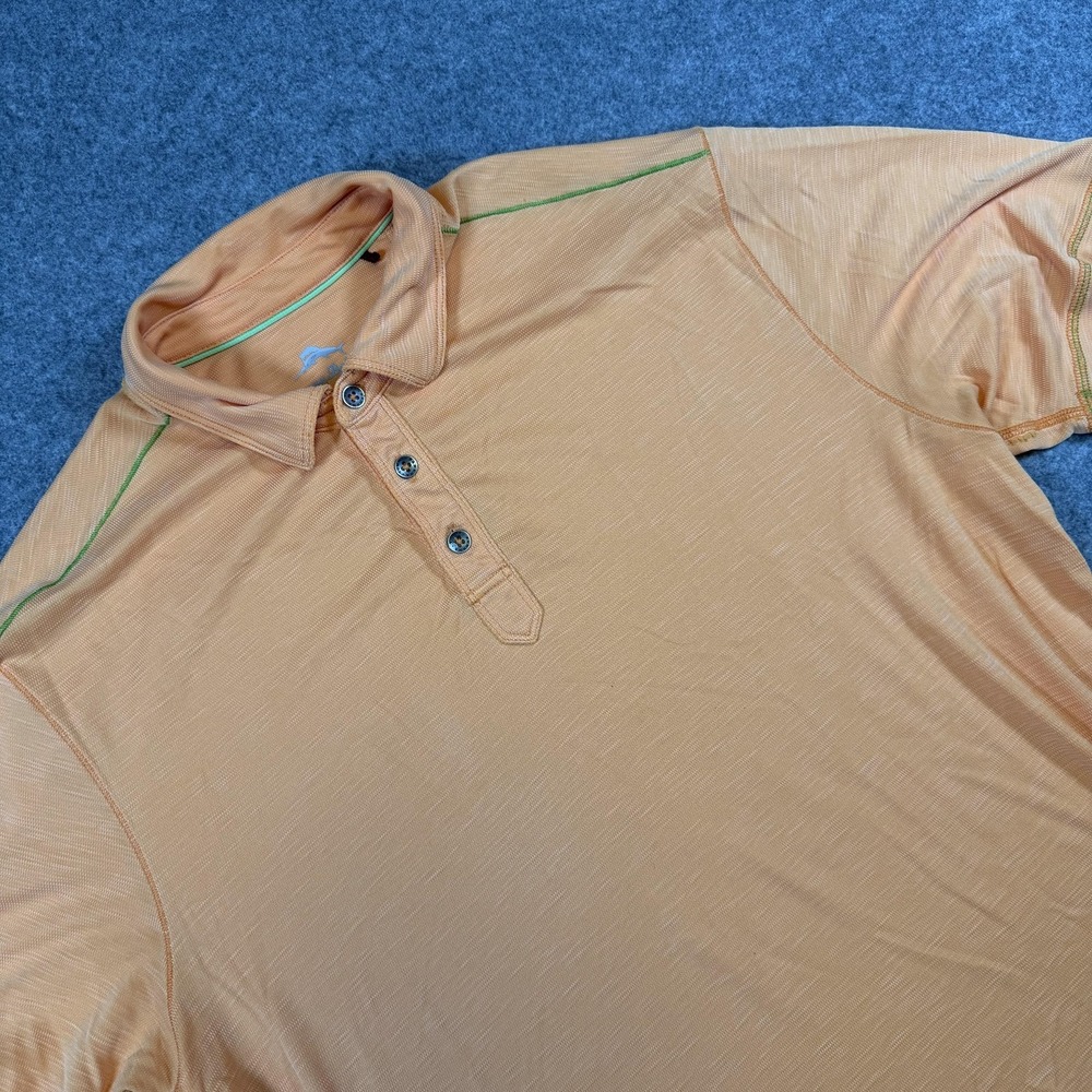 Tommy Bahama Polo Shirt Mens Large Orange Tencel Lyocell Blend Lightweight Golf